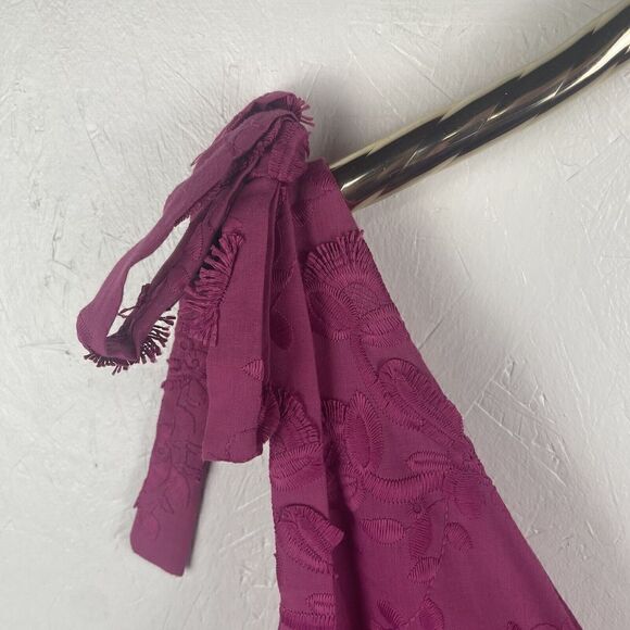 NWT‎ MARCHESA NOTTE Pink Tie Strap Floral Maxi Dress Tiered Wedding Size 14 $545 - Picture 11 of 12